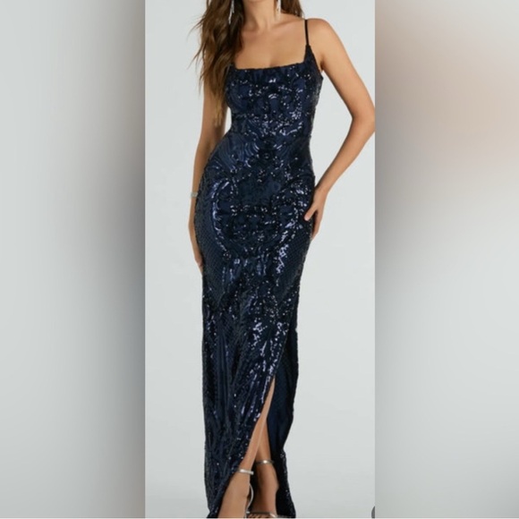 Windsor Dresses & Skirts - Windsor Midnight Blue Sequin Maxi Dress